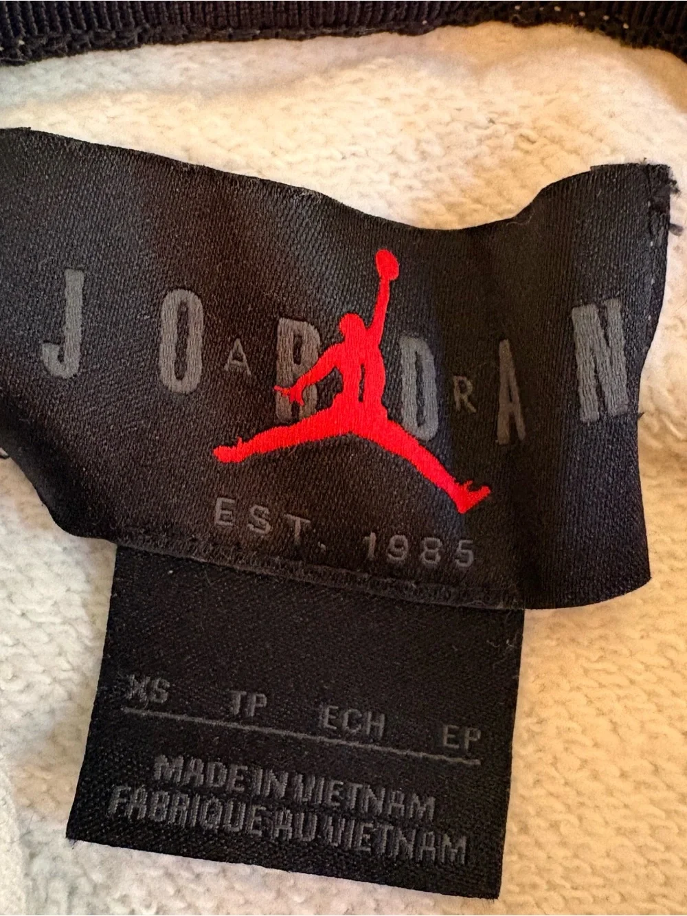 Air Jordan Men's Flight Off-White Iatleal Hoodie with Jumpman Patch Sz M NWOT